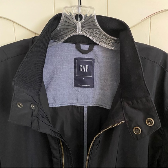 Gap Men’s Harrington Jacket Navy Blue Lightweight Zip Front Double Snap Collar L - Picture 10 of 14